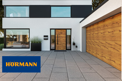 Hörmann - Hörmann házbejárati ajtók és garázskapuk: Modern, azonos megjelenésű kapu- és ajtókialakítás